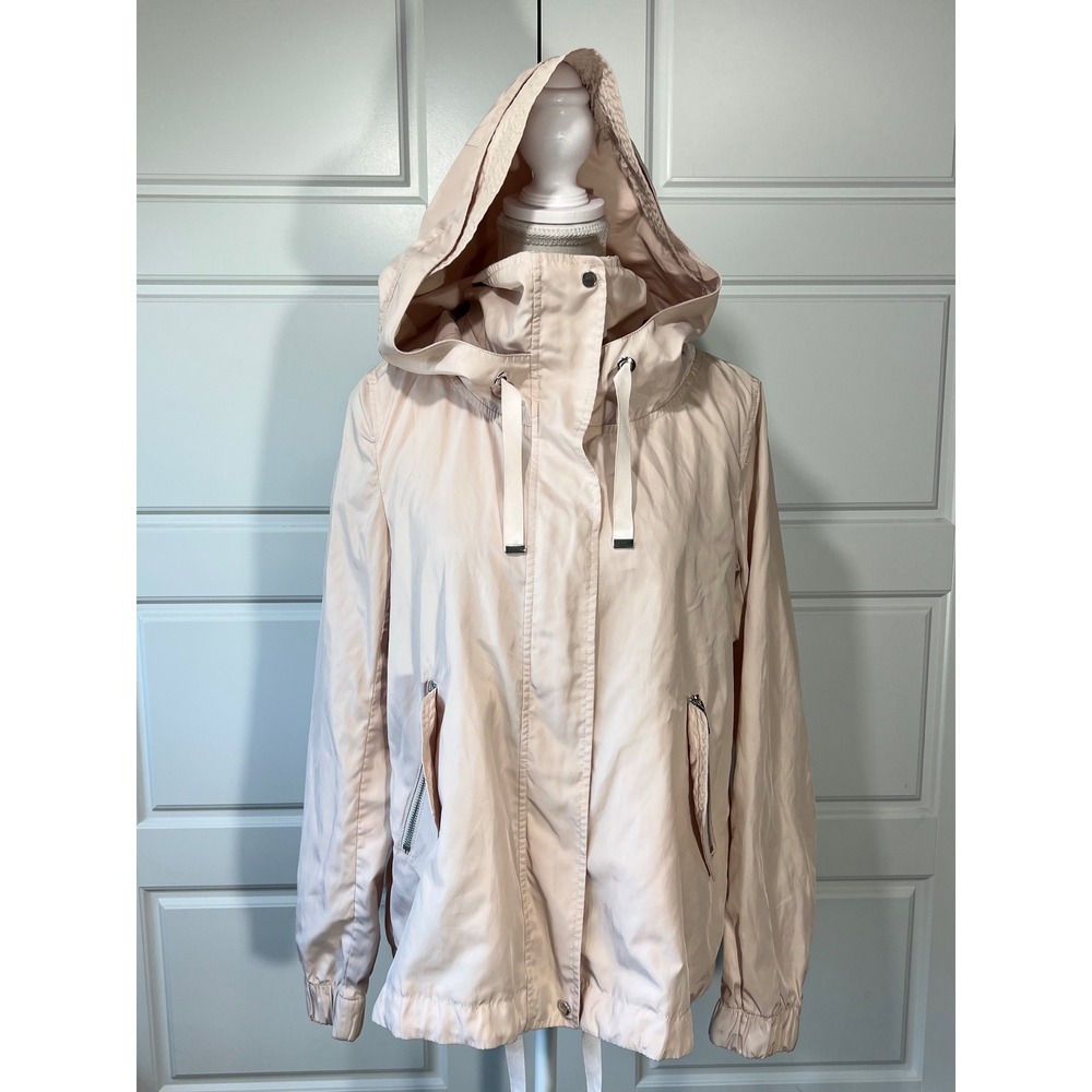 Zara Basic Outerwear Jacket Women's Small Pink Beige Hooded Lightweight